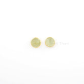 Lovely Earrings - Green Prehnite Earrings - Gemstone Stud Earrings - Gold Plated - 925 Silver Earring - 9mm Round Stud - Earring for Womens